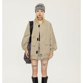 Unisex Jacket Loose Pockets Decorative Baseball Collar Jacket